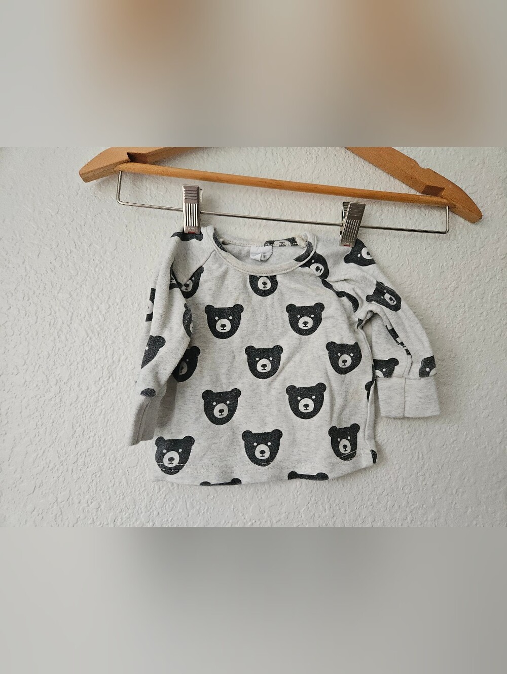 little one shop gray bear print cotton sweater, 3 - 6 months